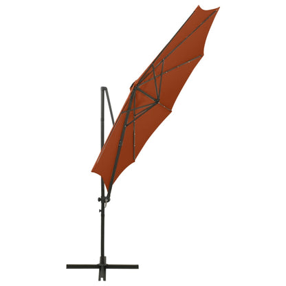 Zweefparasol Met Paal En Led-Verlichting 300 Cm Kleur Terracotta