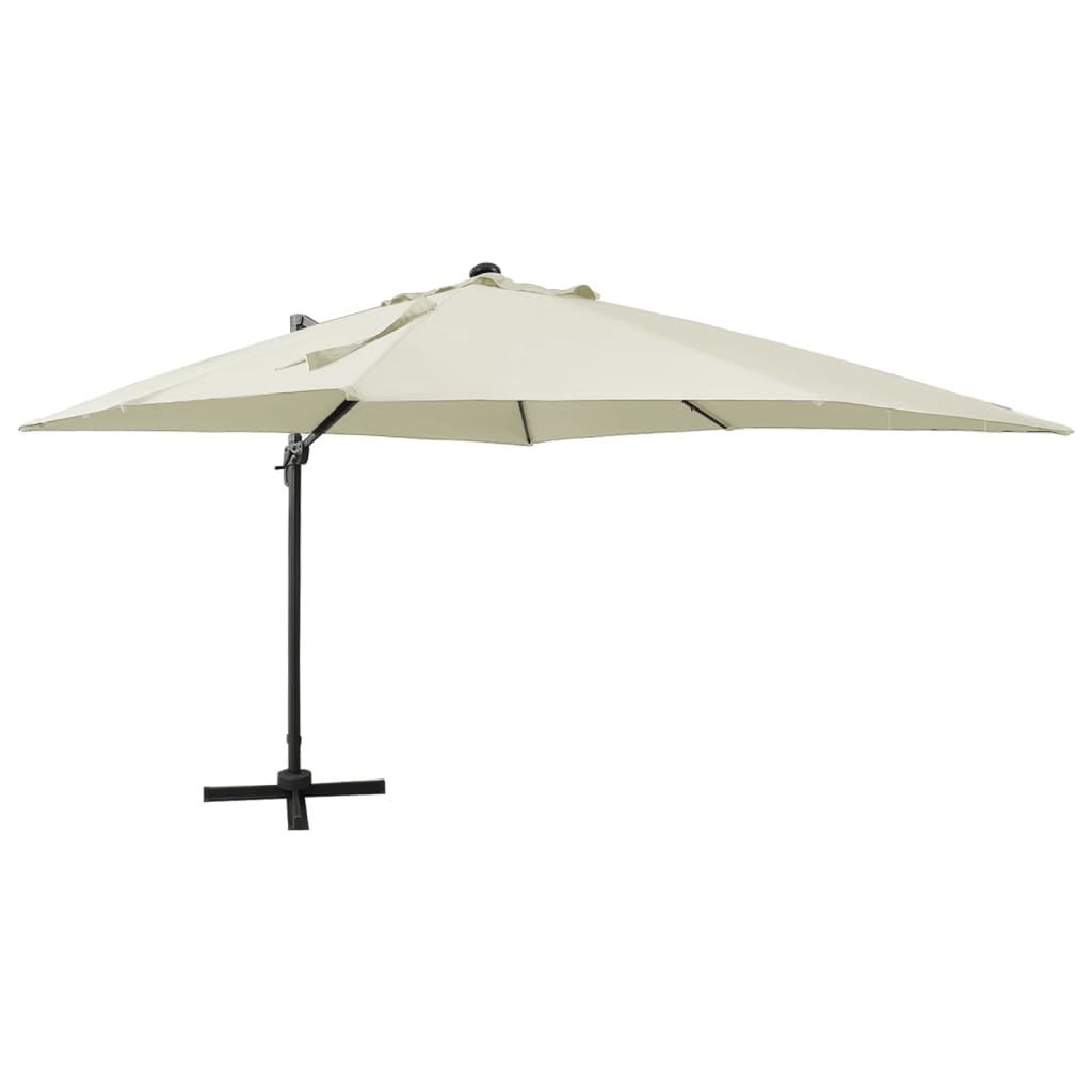 Zweefparasol Met Paal En Led-Verlichting 300 Cm Zandkleurig