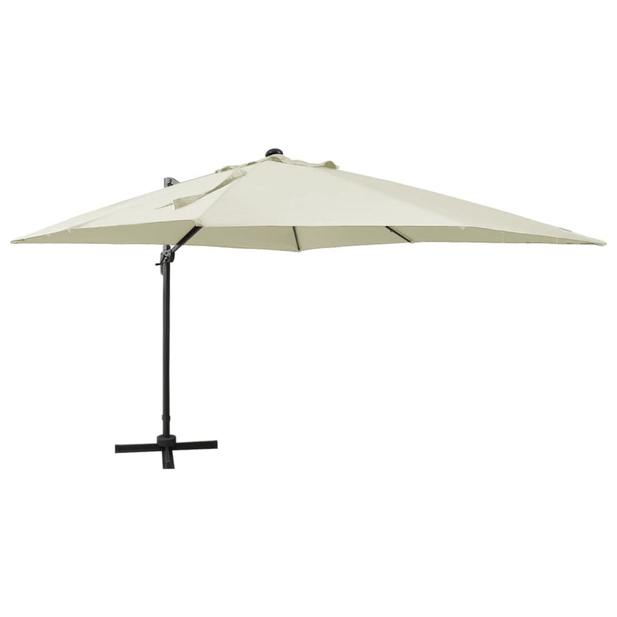 Zweefparasol Met Paal En Led-Verlichting 300 Cm Zandkleurig
