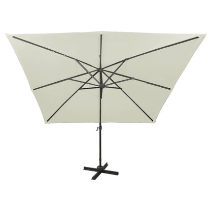 Zweefparasol Met Paal En Led-Verlichting 300 Cm Zandkleurig