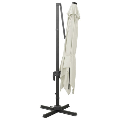 Zweefparasol Met Paal En Led-Verlichting 300 Cm Zandkleurig