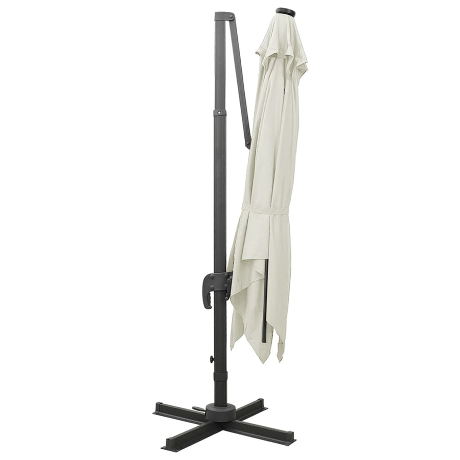 Zweefparasol Met Paal En Led-Verlichting 300 Cm Zandkleurig