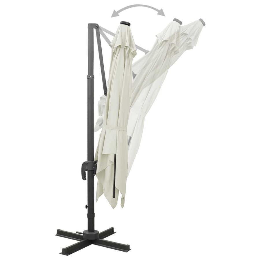 Zweefparasol Met Paal En Led-Verlichting 300 Cm Zandkleurig