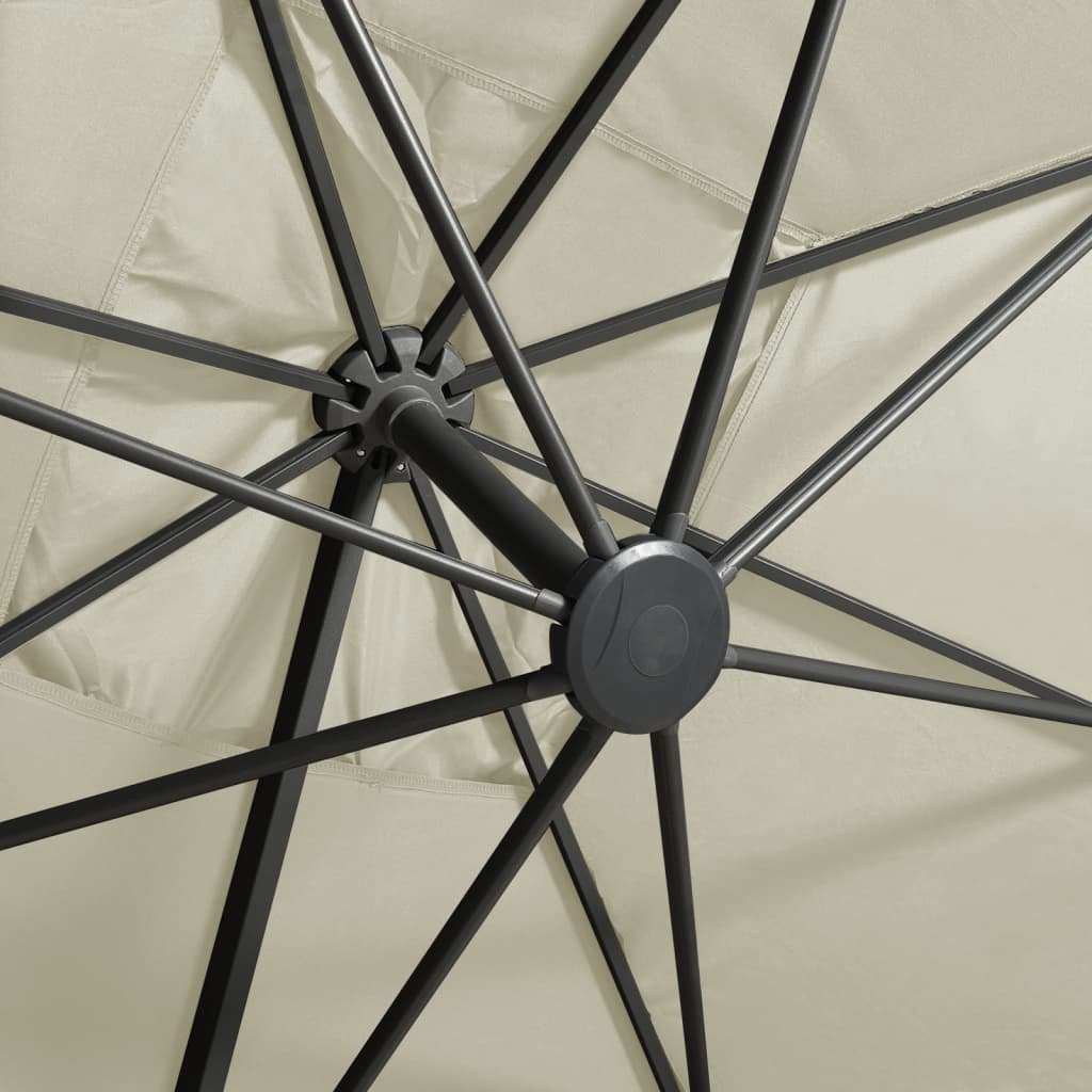 Zweefparasol Met Paal En Led-Verlichting 300 Cm Zandkleurig