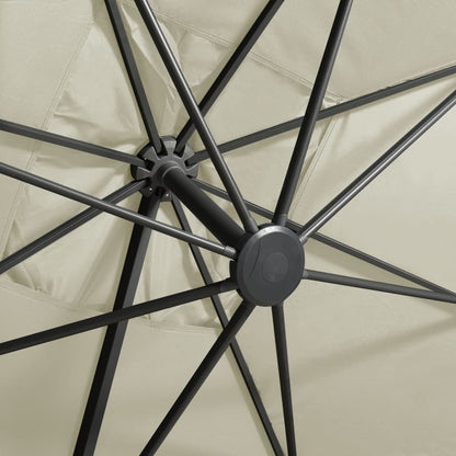 Zweefparasol Met Paal En Led-Verlichting 300 Cm Zandkleurig