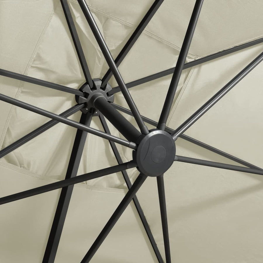 Zweefparasol Met Paal En Led-Verlichting 300 Cm Zandkleurig