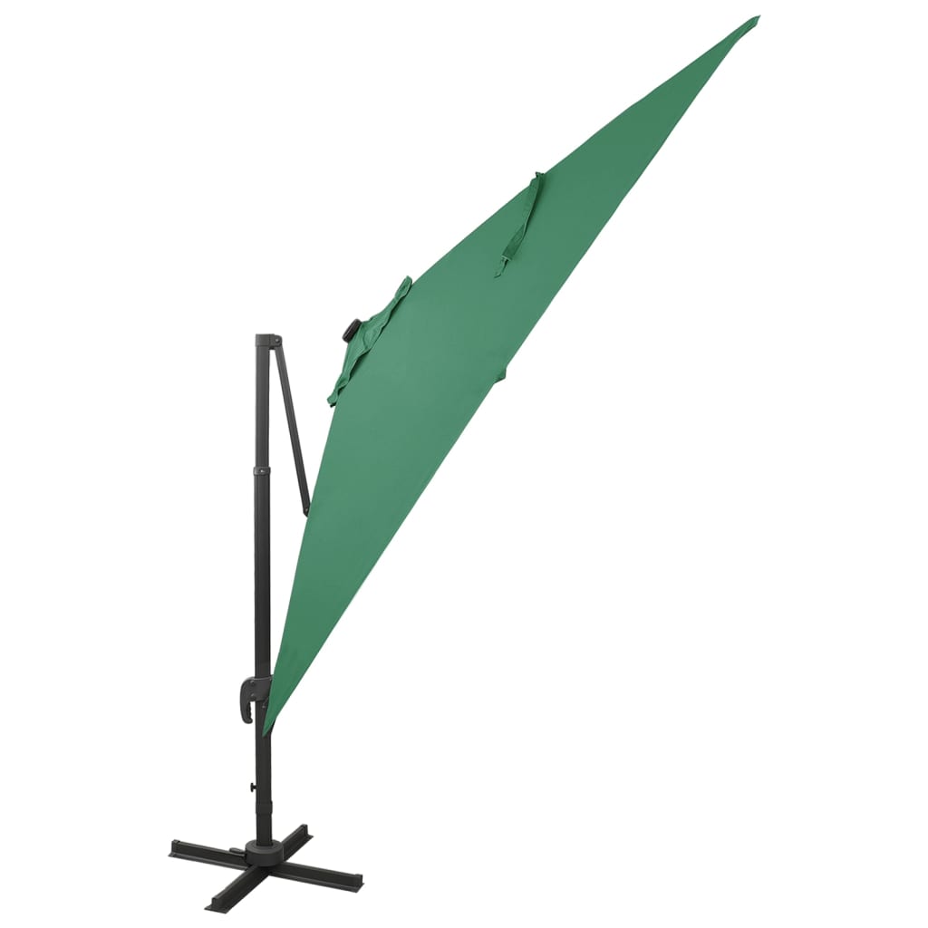 Zweefparasol Met Paal En Led-Verlichting 300 Cm Groen