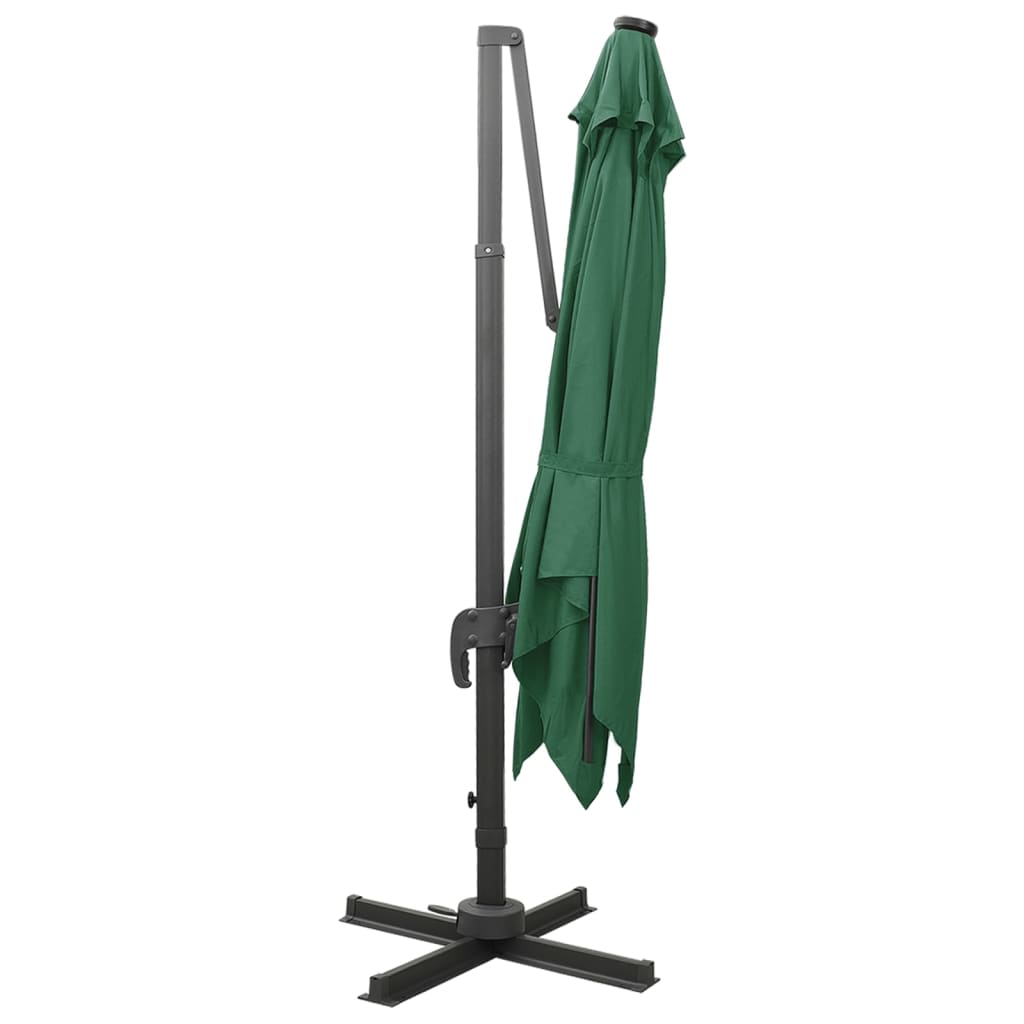 Zweefparasol Met Paal En Led-Verlichting 300 Cm Groen