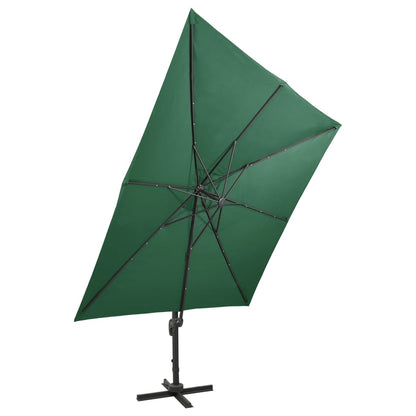 Zweefparasol Met Paal En Led-Verlichting 300 Cm Groen