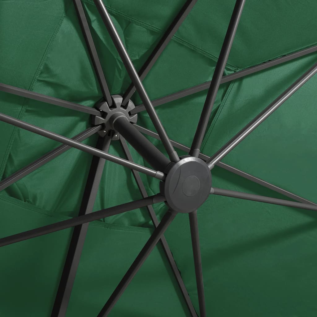 Zweefparasol Met Paal En Led-Verlichting 300 Cm Groen