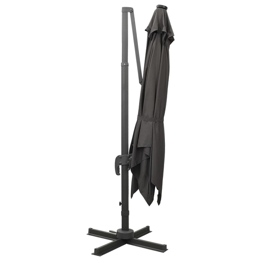 Zweefparasol Met Paal En Led-Verlichting 300 Cm Antracietkleur