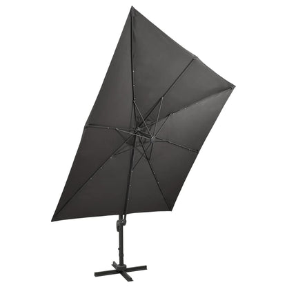 Zweefparasol Met Paal En Led-Verlichting 300 Cm Kleur Antraciet