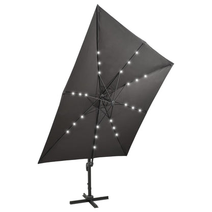 Zweefparasol Met Paal En Led-Verlichting 300 Cm Kleur Antraciet