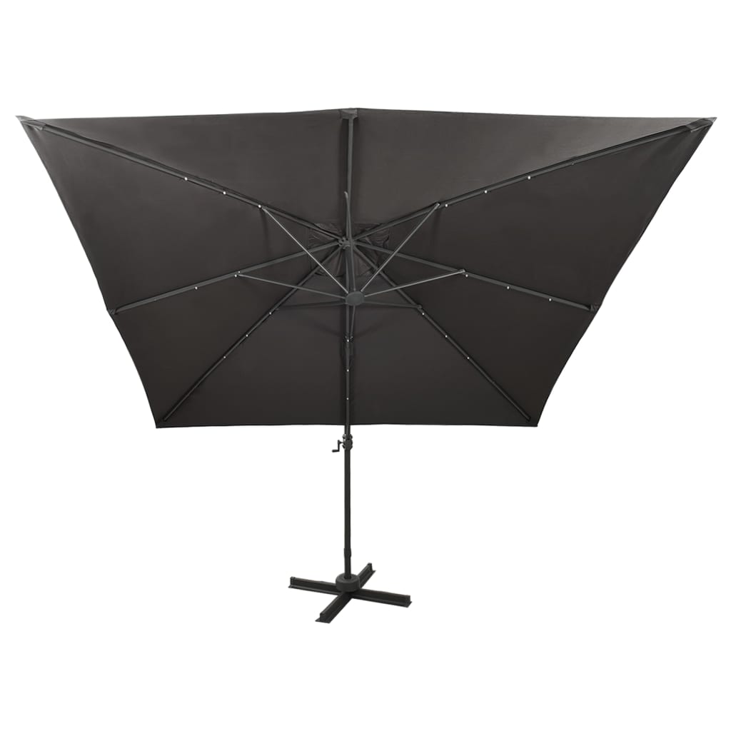 Zweefparasol Met Paal En Led-Verlichting 300 Cm Kleur Antraciet