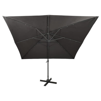 Zweefparasol Met Paal En Led-Verlichting 300 Cm Kleur Antraciet