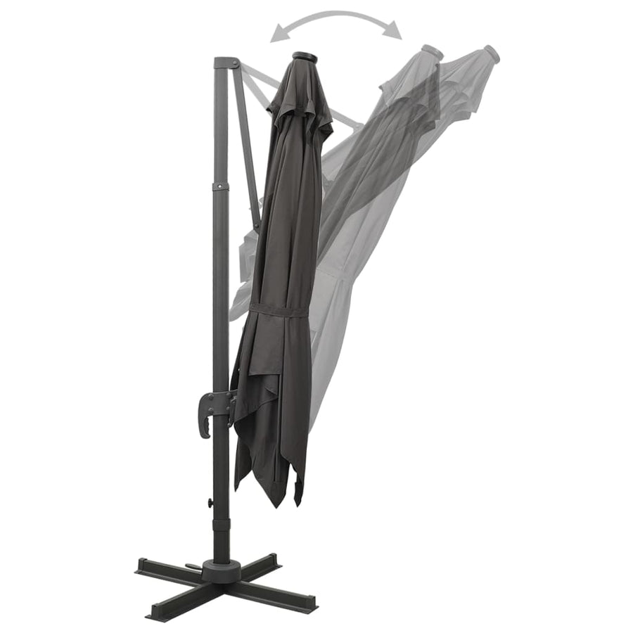 Zweefparasol Met Paal En Led-Verlichting 300 Cm Antracietkleur