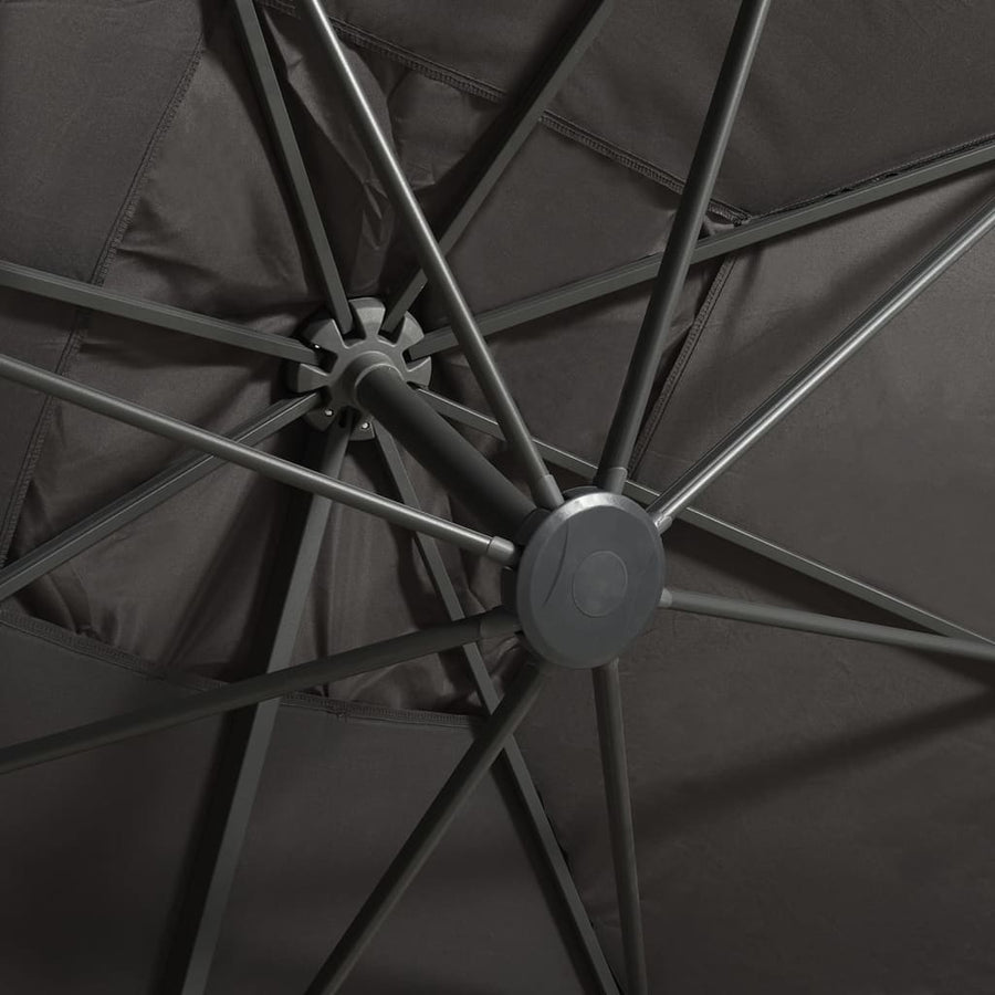 Zweefparasol Met Paal En Led-Verlichting 300 Cm Antracietkleur