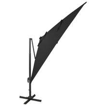 Zweefparasol Met Paal En Led-Verlichting 300 Cm Zwart
