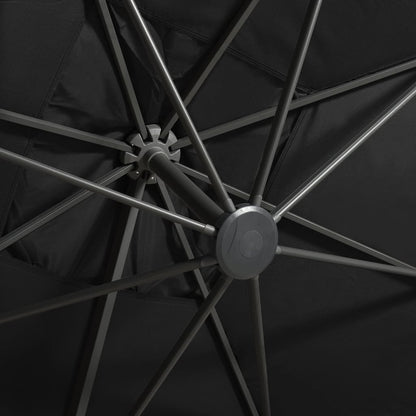 Zweefparasol Met Paal En Led-Verlichting 300 Cm Zwart