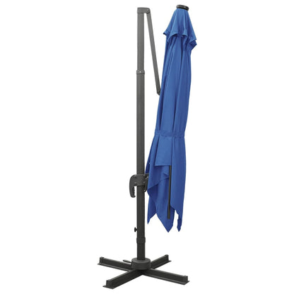 Zweefparasol Met Paal En Led-Verlichting 300 Cm Azuurblauw azure blue