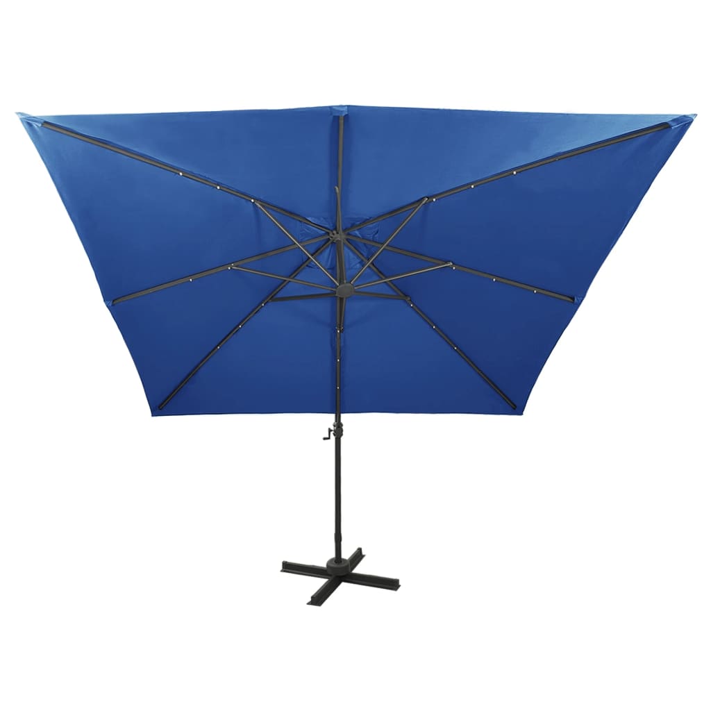 Zweefparasol Met Paal En Led-Verlichting 300 Cm Azuurblauw azure blue