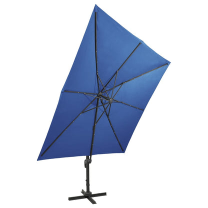 Zweefparasol Met Paal En Led-Verlichting 300 Cm Azuurblauw azure blue