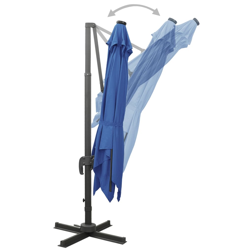 Zweefparasol Met Paal En Led-Verlichting 300 Cm Azuurblauw azure blue