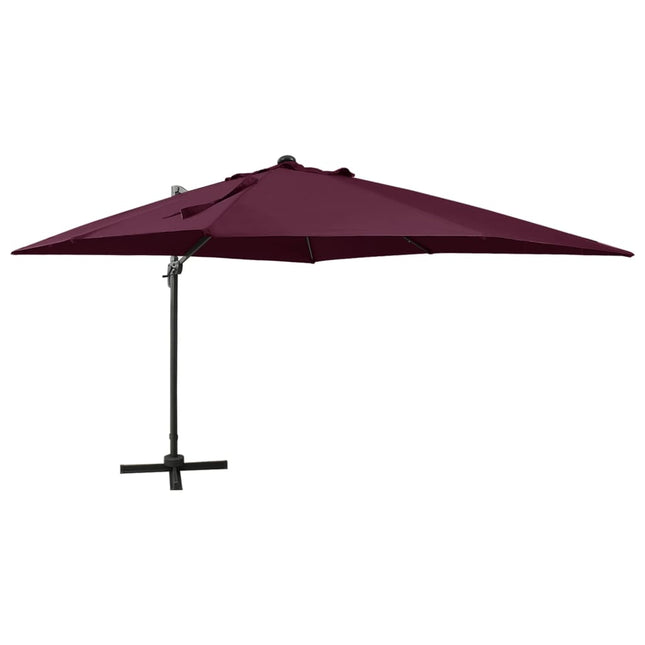 Zweefparasol Met Paal En Led-Verlichting 300 Cm Bordeauxrood