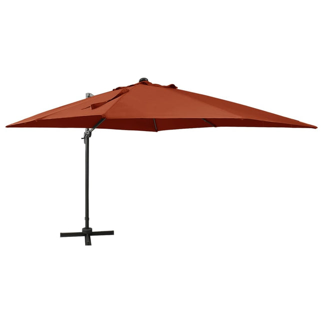 Zweefparasol Met Paal En Led-Verlichting 300 Cm Kleur Terracotta