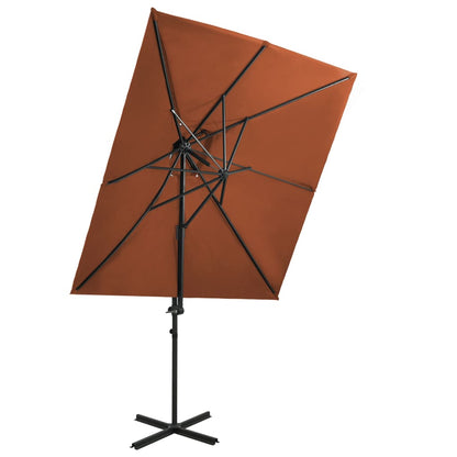 Zweefparasol Met Dubbel Dak 250X250 Cm Zandkleurig