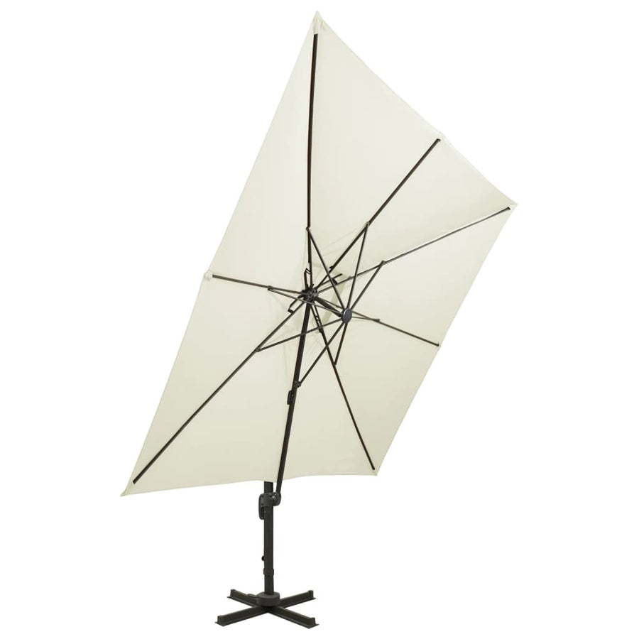 Zweefparasol Met Dubbel Dak 300X300 Cm Zandkleurig 300 x 300 cm
