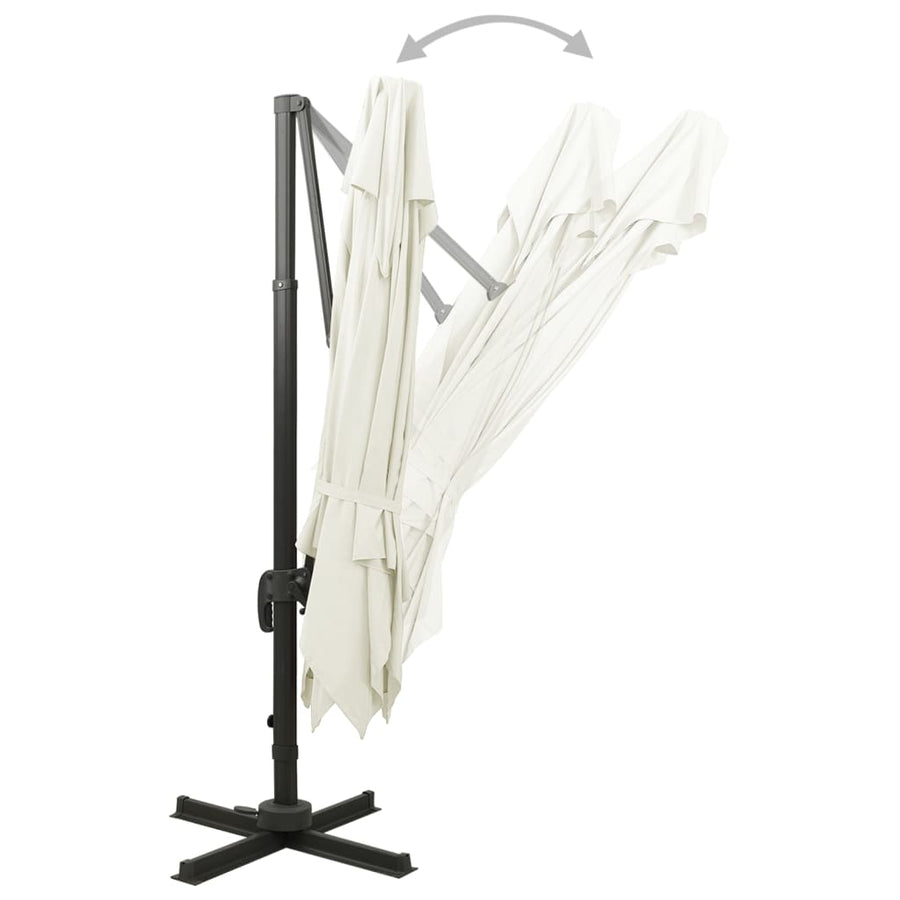 Zweefparasol Met Dubbel Dak 300X300 Cm Zandkleurig 300 x 300 cm