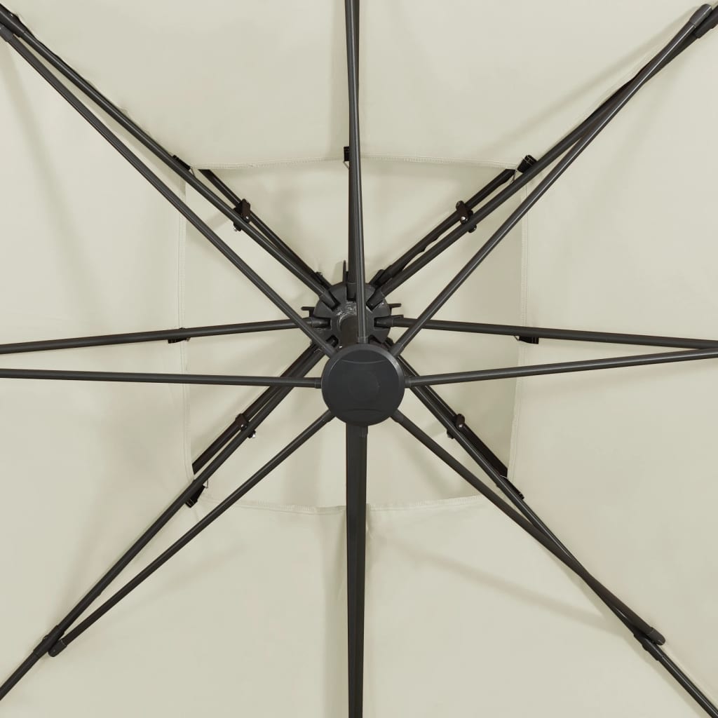 Zweefparasol Met Dubbel Dak 300X300 Cm Zandkleurig 300 x 300 cm