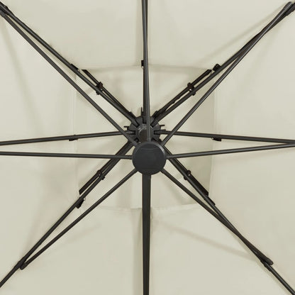Zweefparasol Met Dubbel Dak 300X300 Cm Zandkleurig 300 x 300 cm
