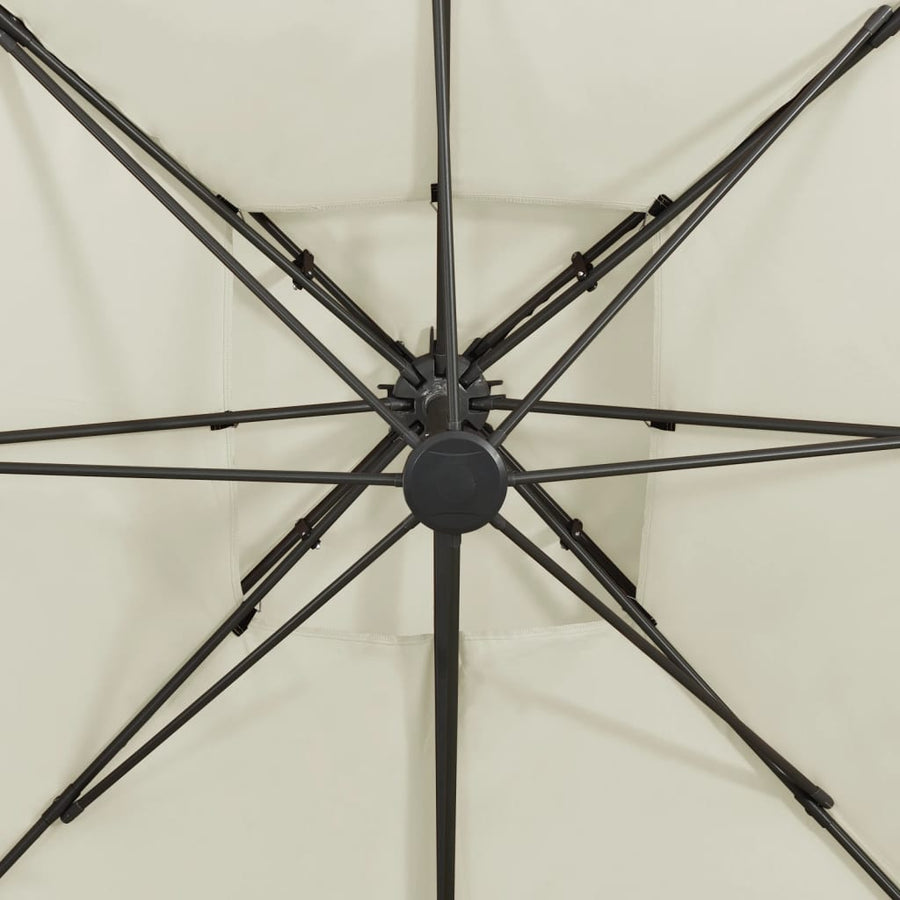 Zweefparasol Met Dubbel Dak 300X300 Cm Zandkleurig 300 x 300 cm