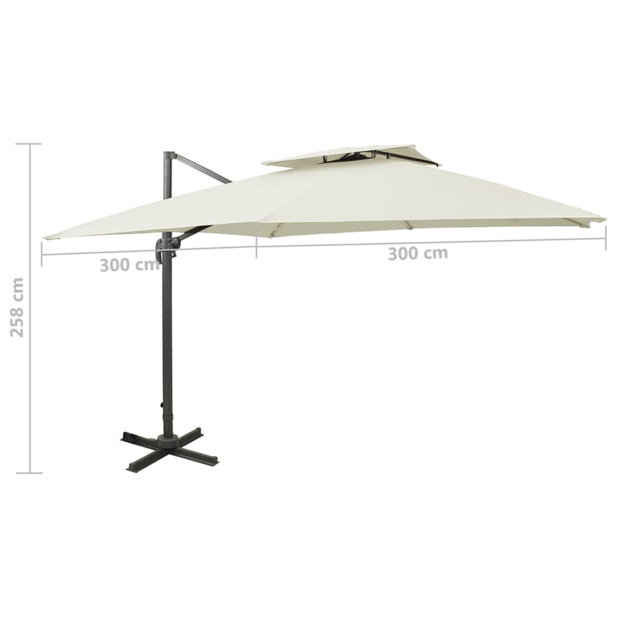 Zweefparasol Met Dubbel Dak 300X300 Cm Zandkleurig 300 x 300 cm
