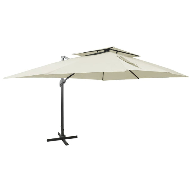 Zweefparasol Met Dubbel Dak 400X300 Cm Zandkleurig 300 x 400 cm