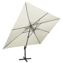 Zweefparasol Met Dubbel Dak 400X300 Cm Zandkleurig 300 x 400 cm