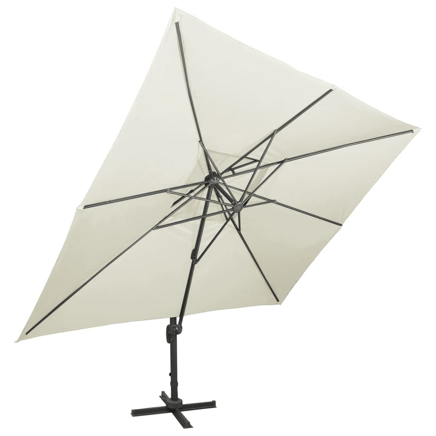 Zweefparasol Met Dubbel Dak 400X300 Cm Zandkleurig 300 x 400 cm