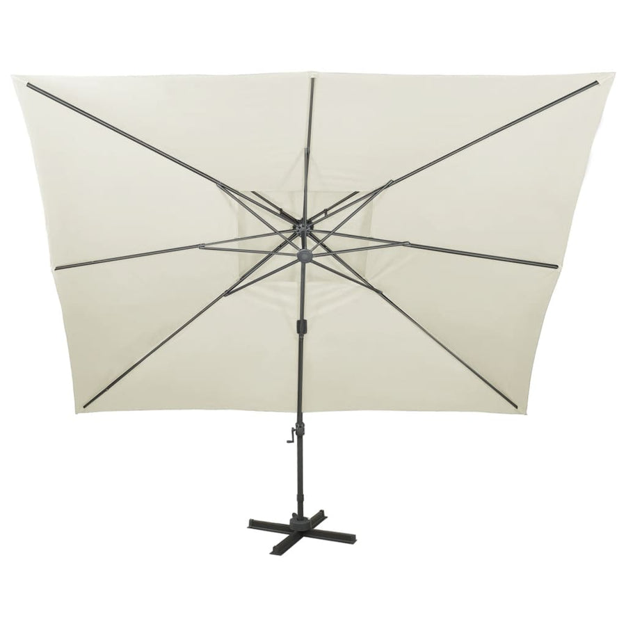 Zweefparasol Met Dubbel Dak 400X300 Cm Zandkleurig 300 x 400 cm