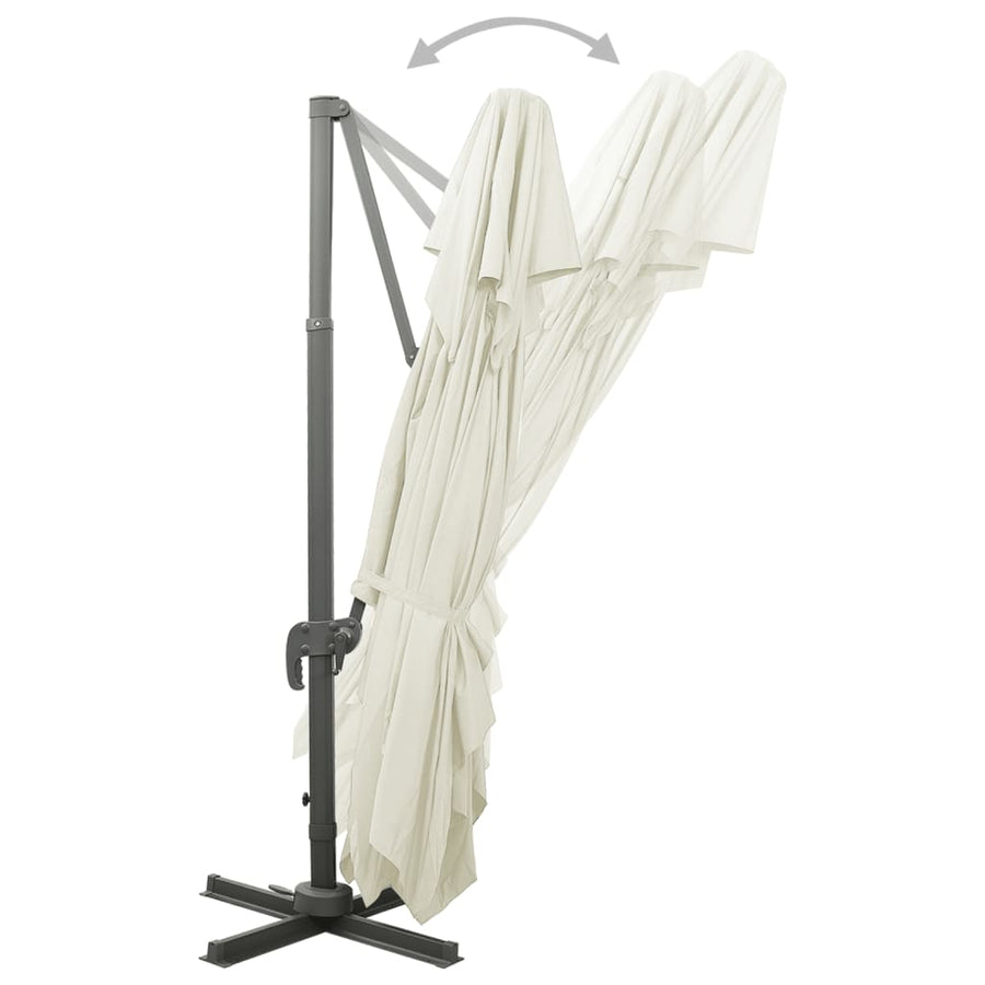 Zweefparasol Met Dubbel Dak 400X300 Cm Zandkleurig 300 x 400 cm