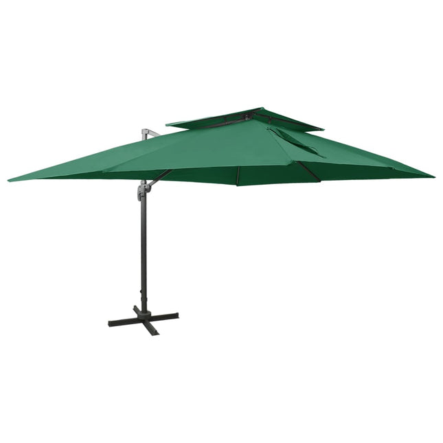 Zweefparasol Met Dubbel Dak 400X300 Cm 300 x 400 cm Groen