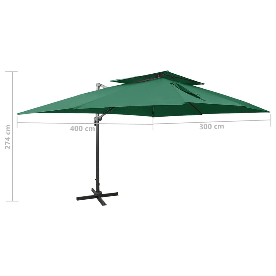 Zweefparasol Met Dubbel Dak 400X300 Cm 300 x 400 cm