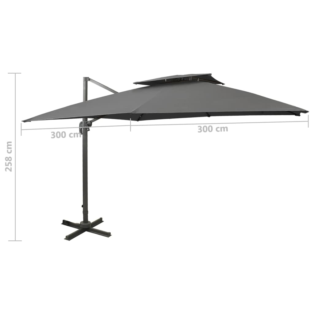 Zweefparasol Met Dubbel Dak Kleurig 300 x 300 cm Antraciet