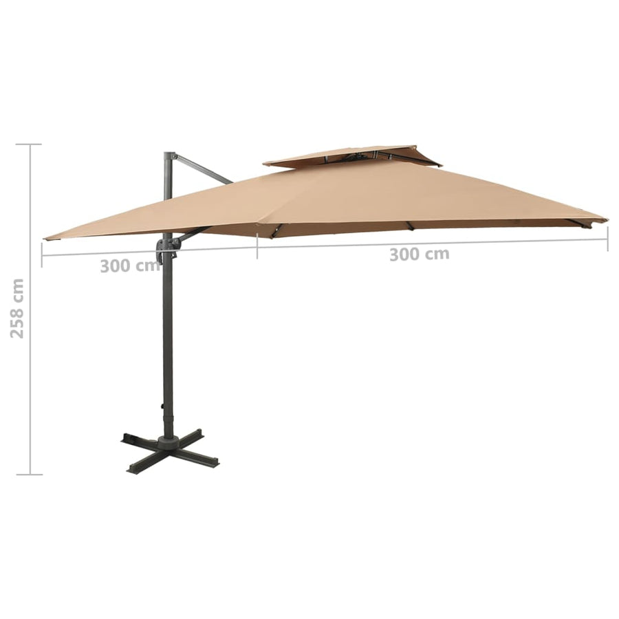 Zwevende Parasol Met Dubbele Bovenkant 300 x 300 cm