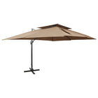 Zweefparasol Met Dubbel Dak 400X300 Cm Taupe 300 x 400 cm