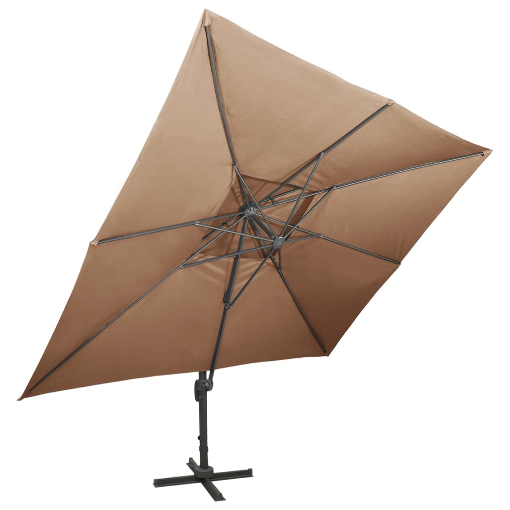 Zweefparasol Met Dubbel Dak 400X300 Cm Taupe 300 x 400 cm