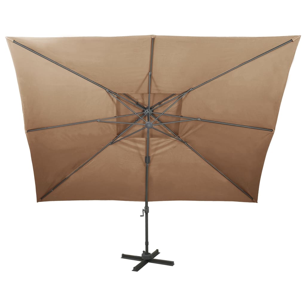 Zweefparasol Met Dubbel Dak 400X300 Cm Taupe 300 x 400 cm