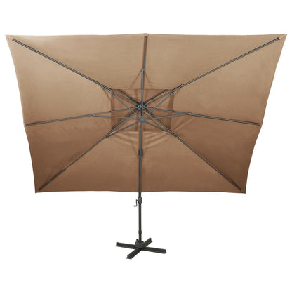 Zweefparasol Met Dubbel Dak 400X300 Cm Taupe 300 x 400 cm