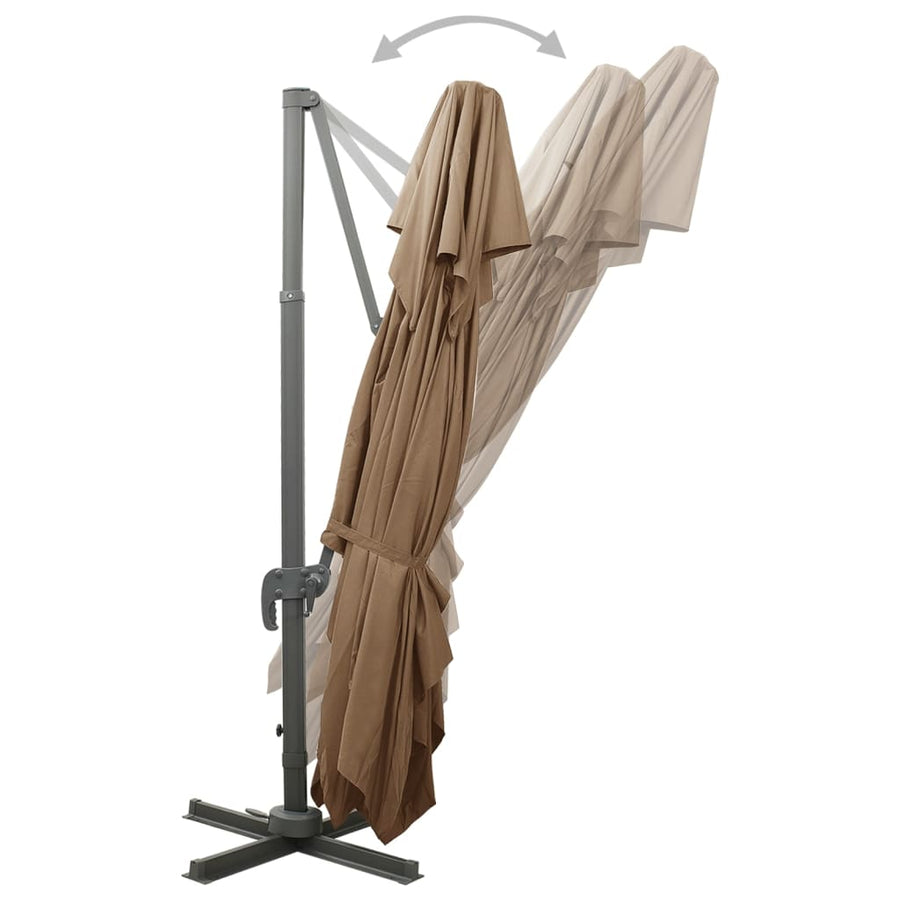 Zweefparasol Met Dubbel Dak 400X300 Cm Taupe 300 x 400 cm